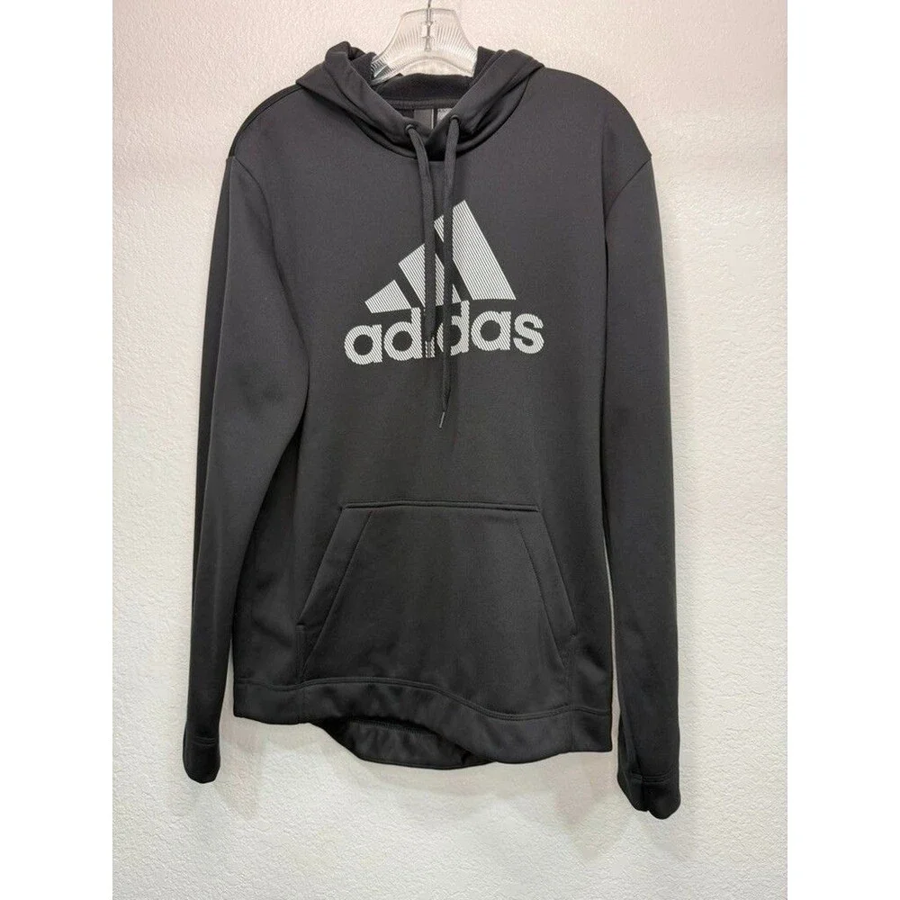 Adidas Men's Large Black Pullover Sweatshirt Hoodie Logo 499